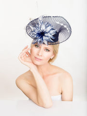 2018 collection.Blue fascinator. Kentucky Derby fascinator. Derby hat. Women hat. Designer hat. Couture hat. Women hat. Royal Ascot. Races