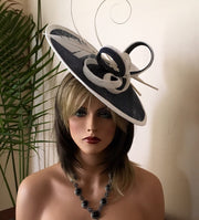 2017 collection.Black and white fascinator. Kentucky Derby hat. Royal Ascot ivory fascinator. Fascinator for church, wedding, races