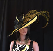 2017 collection.Yellow kentucky derby hat. Derby Hat. Formal hat. Del Mar ,  Royal Ascot hat. Women Couture hat for weddings, races, church