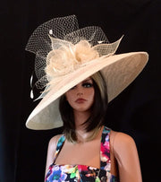 2017 collection, Designer hat.Kentucky derby hat, ivory hat, Royal ascot, couture hat, formal hat, fashion hat, wedding hat