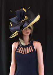 2017 collection.Yellow wide brim hat, 2017 collection! Fashion Hat, Kentucky Derby hat, Royal Ascot hat, , Couture hat, Breeders cup hat