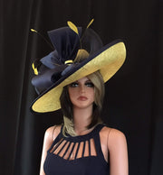 2017 collection.Yellow wide brim hat, 2017 collection! Fashion Hat, Kentucky Derby hat, Royal Ascot hat, , Couture hat, Breeders cup hat