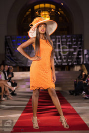 Kentucky Derby Hat. Ivory hat. Orange hat. Royal Ascot hat. Couture hat.Designer hat. Fashion hat. Del mar races, Weddings, Royal Ascot