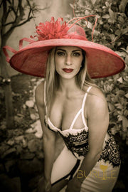 Couture red hat. Kentucky Derby red hat. Red hat. Derby hat. Royal ascot hat. Fashion hat.Designer hat.Dubai . Wedding, races