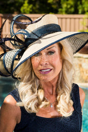 2018 collection. Kentucky Derby hat. Derby hat. Navy hat. Cream hat. Designer hat. Couture hat. Formal hat. Royal Ascot, Races. Wedding