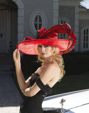 2018 collection. Designer hat. Red hat. Kentucky Derby hat. Derby hat. Royal Ascot hat. Fashion hat. Couture red hat. Fashion hat