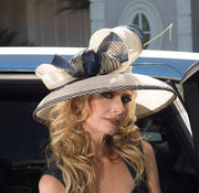 Kentucky Derby Hat. Cream hat. Navy hat. Natural beige hat. Derby hat. Designer hat. Royal Ascot hat. Couture hat. Wedding