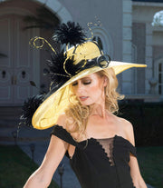 2018 collection. Kentucky Derby hat. Derby hat. Yellow hat. Black hat. Couture hat. Designer hat. Royal Ascot hat. Wedding