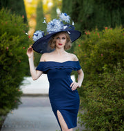 Couture hat. Designer hat. Kentucky Derby hat. Navy hat. Large hat. Derby hat. Fashion hat. Custom hat.Wedding. Races. Women hat