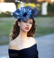 2018 collection.Blue fascinator. Kentucky Derby fascinator. Derby hat. Women hat. Designer hat. Couture hat. Women hat. Royal Ascot. Races