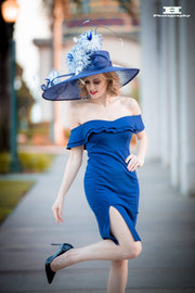 Couture hat. Designer hat. Kentucky Derby hat. Navy hat. Large hat. Derby hat. Fashion hat. Custom hat.Wedding. Races. Women hat