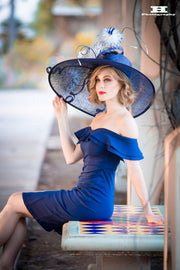 Couture hat. Designer hat. Kentucky Derby hat. Navy hat. Large hat. Derby hat. Fashion hat. Custom hat.Wedding. Races. Women hat
