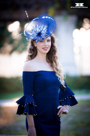 2018 collection.Blue fascinator. Kentucky Derby fascinator. Derby hat. Women hat. Designer hat. Couture hat. Women hat. Royal Ascot. Races