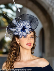 2018 collection.Blue fascinator. Kentucky Derby fascinator. Derby hat. Women hat. Designer hat. Couture hat. Women hat. Royal Ascot. Races