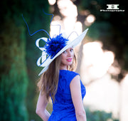 Spring 2019 !Royal blue hat. Ivory hat. Kentucky Derby hat. derby HAt. Royal Ascot hat. Fashion hat. Couture hat. Designer hat.