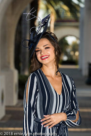 2019 spring collection. Blue fascinator. Kentucky Derby fascinator. Navy hat. Derby hat. royal Ascot hat. Fashion hat. Races. Designer hat
