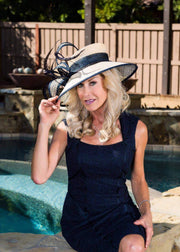 2018 collection. Kentucky Derby hat. Derby hat. Navy hat. Cream hat. Designer hat. Couture hat. Formal hat. Royal Ascot, Races. Wedding