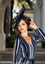 2019 spring collection. Blue fascinator. Kentucky Derby fascinator. Navy hat. Derby hat. royal Ascot hat. Fashion hat. Races. Designer hat