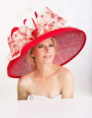 2019 spring collection. Kentucky Derby hat. Red hat. Large hat. Royal Ascot hat. Couture hat. Designer hat. Wedding hat. Derby hat. Fashion