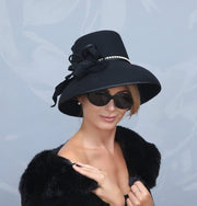 New 20/20 collection! London fashion week. Felt hat. Winter hat. Fall hat. Black hat. Audry hupburn hat. Designer hat. . Kentucky Derby hat