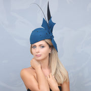 20/20 collection. Women hat. blue hat. Teal hat. felt hat. Fall hat.Winter hat. cocktail hat. Fascinator. Kentucky Derby hat.