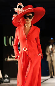 Red Hat. Kentucky Derby hat. Derby hat. Large hat. Royal Ascot hat. Fashion hat. Wedding hat. Summer hat. Horse races. Designer hat