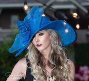 Royal blue Kentucky Derby hat. Derby hat. Blue hat. Royal Ascot hat. Preakness hat. Breederscup. Wedding. Couture hat. Designer hat. Fashion